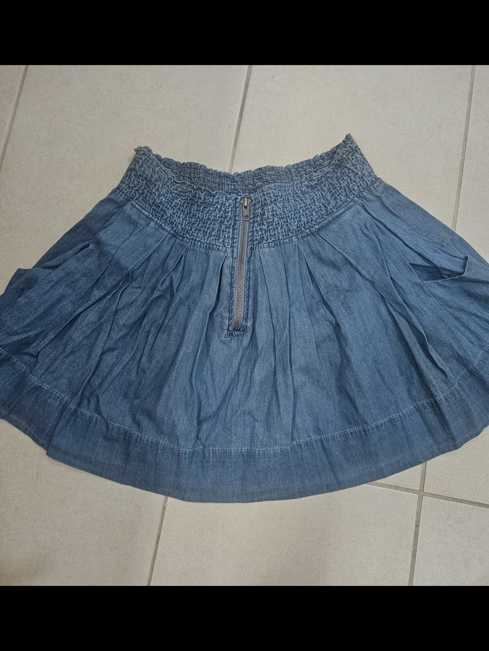 Denim Smocked Waist Mini Skirt